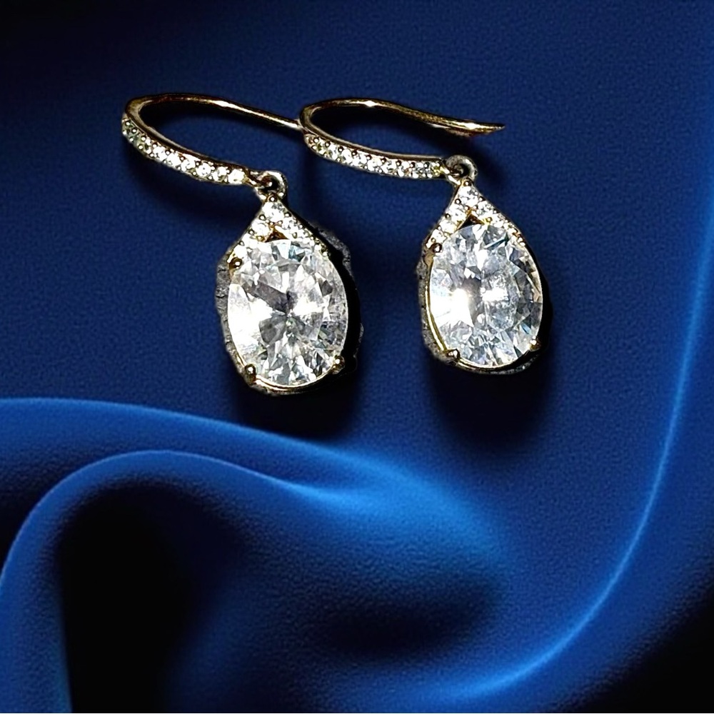 Nadri Pear Drop Cubic Zirconia Lever‑Back Earrings – 18K Gold‑Plated